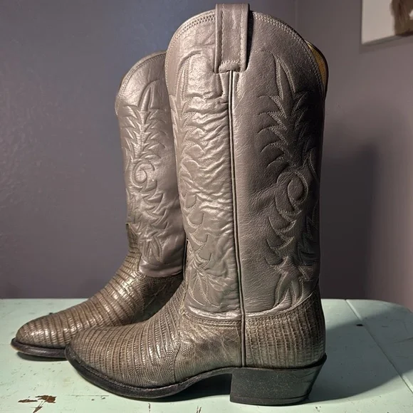 Grey Nocona Lizard Cowboy Boots - Picture 2 of 7